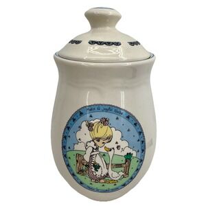 Precious Moments Canister Make A Joyful Noise Girl‎ Goose Ceramic 1992 Enesco 7"